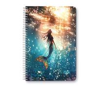 Cuaderno de espiral, espiral de doble alambre, diario de composición escolar, suministros universitarios y de oficina, 100 páginas, 5.7 x 8.25 pulgadas, hermosa sirena nadando en el mar profundo