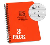 Cuaderno de espiral lateral resistente a la intemperie Rite in the Rain, 11,7 x 18 cm, tapa naranja, dise o universal, paquete de 3 (n. OR73L3)