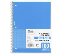 Cuaderno de espiral Mead, 1 materia, papel cuadriculado, 26,5 x 20,3 cm, 100 hojas, azul (05676AY7)