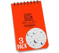 Cuaderno de espiral resistente a la intemperie Rite in the Rain, 7,6 x 12,7 cm, tapa naranja, dise o universal, paquete de 3 (n. OR35-3X)