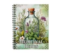 Cuaderno de estudio de plantas medicinales con encuadernación de doble bobina, cuaderno de notas de 8.27 x 5.51 pulgadas para estudio de hierbas y notas diarias, cuaderno de remedios