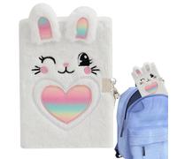 Cuaderno de felpa para niñas, diario de felpa para niñas, 80 páginas de dibujos animados de conejo de peluche diario secreto - Cuaderno material escolar en colores brillantes dibujo, diarios, secretos