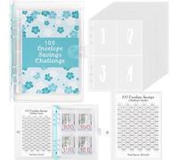 Cuaderno de hojas sueltas 100 sobres Challenge Un plan financiero que te ayuda a desarrollar el hábito de ahorrar. Organizadores y almacenamiento (azul, talla única)