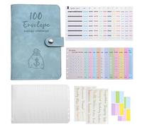 Cuaderno de hojas sueltas A6 Reto de 100 días para ahorrar dinero Planificador de presupuesto Cuaderno de hojas sueltas (Azul claro)