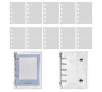 Cuaderno de Hojas Sueltas con Cubierta de PVC Transparente 5 Anillos,Papel para Carpeta de Anillas 10 Páginas - Para Manualidades, Viajes en Avión y Álbum de Recortes