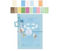 Cuaderno de hojas sueltas, cuaderno en espiral recargable, planificador portátil de 5 anillas, bonito accesorio de papelería, guarda registros de viaje, organizador diario de álbumes de recortes para