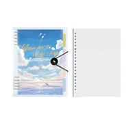 Cuaderno de hojas sueltas de metal desmontable con cuadrícula horizontal simple y gruesa -A5 Summer Sky Lake/Grid /1 libro/60 hojas