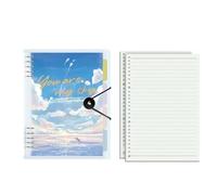 Cuaderno de hojas sueltas de metal desmontable con cuadrícula horizontal simple y gruesa -A5 Summer Sky Lake/línea horizontal/1 libro/120 hojas
