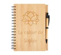 Cuaderno de madera personalizado A5 - Libreta con espiral y tapa rígida grabada - Bloc de notas original y ecológico