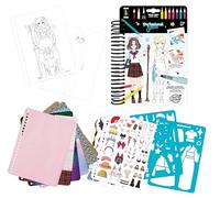 Cuaderno de Moda Manga - Kit de creación de Estilo A5 - 30 páginas para Colorear y Personalizar - Lápices acuarelables, Pegatinas y Plantillas Incluidas - a Partir de 8 años - BUKI France - CM201