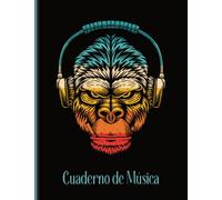 CUADERNO DE MÚSICA: Libreta Pentagramas Música | 12 Pentagramas | 108 Hojas | Tamaño Grande | Tapa Smoking Gorilla | Perfecto para Lecciones de Música, Solfeo, Canto y Composición