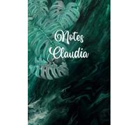 Cuaderno de notes personalizado Claudia con dieño marmol y monstera, tamaño A5, a rayas, 99 páginas ideal para regalar, 50 hojas, libreta lineas