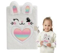 Cuaderno De Peluche Para Niñas,Diario De Peluche Para Niñas,Cuaderno de 80 páginas para escribir y dibujar - Cuaderno creativo de papelería para estudiantes de conejo para deseos, notas, dibujos, gara