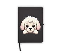 Cuaderno de perro con diseño de caniche, páginas en blanco, cubierta de piel sintética, planificador, diario, cuaderno de trabajo
