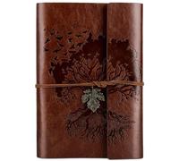 Cuaderno de piel sintética, páginas en blanco, recargable, vintage, cuaderno de viaje para niñas, niños, mujeres y hombres, 23,3 × 16 cm, color marrón