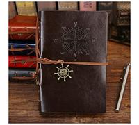 Cuaderno de piel sintética reemplazable, diario de viajero (café, pequeño, 105 x 145 mm)