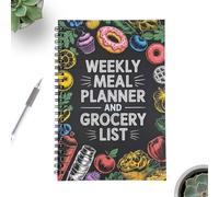 Cuaderno de plan de comidas - 100 páginas de planificación semanal - Guía de preparación de comidas con listas de compras - para adultos mujeres mamá casa cocina trabajo escuela