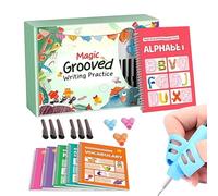 Cuaderno De Práctica De Escritura: Juego De Cuadernos De Dibujo Ranurados, Guía Para Mejorar La Escritura A Mano Con Agarraderas Para Bolígrafos, Tamaño 26,5 X 18,5 X 5 Cm + 6 Libros Reutilizables, Ca