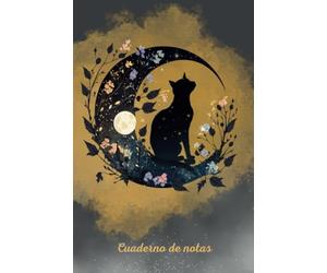 Cuaderno de rayas. Místico GATO NEGRO. Libreta para notas, apuntes, pensamientos, aventuras, sueños, ideas…: Tapa blanda. Dibujo de místico gato negro ... bolsillo A5 (15,24cmx22,86cm). 110 páginas.
