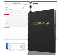 Cuaderno de reuniones para trabajo con artículos de acción, cuaderno planificador de proyectos para tomar notas, reuniones de oficina/negocios, organizador de agenda para hombres y mujeres, 140