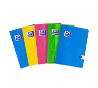 Cuaderno de tapa blanda Oxford Touch, tamaño A5 de 120 páginas, colores surtidos, paquete de 5
