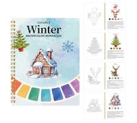 Cuaderno de trabajo de acuarela - 22x17cm, libro para colorear el agua de Navidad | Creación de carpetas de acuarela de invierno | Pintura artesanal papel para adultos adolescentes