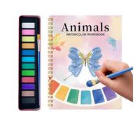 Cuaderno de trabajo de acuarela, encuadernación en , apto para principiantes, pinturas de 12 colores,