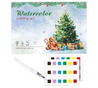 Cuaderno de trabajo de acuarela para principiantes, 20 ilustraciones, actividades artísticas, libro de trabajo de acuarela de Navidad para adultos, para vacaciones de invierno, hogar, viajes, trabajo