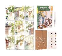 Cuaderno de trabajo de acuarela para principiantes, kit de pintura portátil con paleta de viaje, suministros de arte creativos para bricolaje, herramienta compacta y ligera para mujeres, hombres
