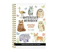 Cuaderno de trabajo de acuarela, suministros de pintura temática de animales, libro de arte creativo con ejercicios , páginas ilustradas con enfoque de relajación, guía de desarrollo de