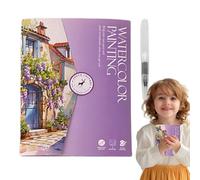 Cuaderno de trabajo de pintura de acuarela, juego de 12 colores para adultos, bloc de práctica para colorear para adultos, kit de manualidades de arte con pincel incluido | Libro de trabajo de