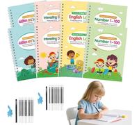 Cuaderno de trabajo Fast-Track Young Minds, kit de 4 cuadernos de trabajo Tracetrek, libro de práctica grande con ranuras mágicas para niños de 3 a 5 años, caligrafía preescolar reutilizable, 10.2 x