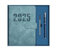 Cuaderno diario A5 2025, bloc de notas encuadernado en cuero con páginas organizadoras para negocios, uso personal y escritura, planificador perfecto para tareas, notas y mantener un seguimiento de