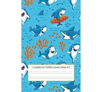 Cuaderno Doble Línea 3mm A5: Libreta doble pauta a5 3mm con portada de tiburones - Cuaderno doble raya de 100 páginas con margen