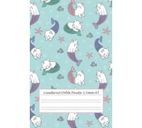 Cuaderno Doble Pauta 3,5 mm A5: Cuaderno doble línea de 100 páginas con portada Gato Sirena