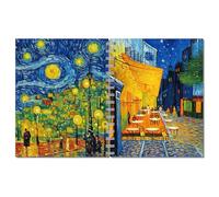 Cuaderno en espiral A5 con impresión artística de noche estrellada de Van Gogh, tapa dura, 90 páginas, diario rayado, 8.25 x 6.5 pulgadas, bloc de notas de escritura encuadernado con alambre para
