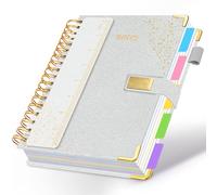 Cuaderno en espiral de 6.2 x 8.2 pulgadas, cuaderno de 5 asignaturas con divisores, cuaderno de 300 páginas con rayas universitarias con cierre magnético, cuadernos con pestañas A5 para el trabajo, la