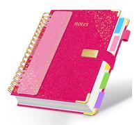 Cuaderno en espiral de 6.2 x 8.2 pulgadas, cuaderno de 5 temas con divisores, cuaderno de 300 páginas con rayas universitarias con cierre magnético, cuadernos con pestañas A5 para la escuela de