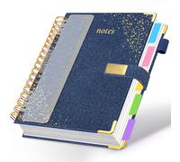 Cuaderno en espiral de 6.2 x 8.2 pulgadas, cuaderno de 5 temas con divisores, cuaderno de 300 páginas con rayas universitarias con cierre magnético, cuadernos con pestañas A5 para la escuela de