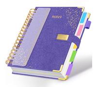 Cuaderno en espiral de 6.2 x 8.2 pulgadas, cuaderno de 5 temas con divisores, cuaderno de 300 páginas con rayas universitarias con cierre magnético, cuadernos con pestañas A5 para la escuela de