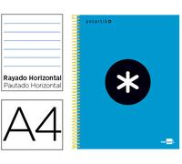 Cuaderno Espiral A4 Micro Antartik Forrado Tapa 120F 100G Azul Rayado