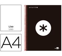 Cuaderno espiral liderpapel a4 micro antartik tapa forrada 120h 100 gr liso con bandas 4 taladros color negro - KD50
