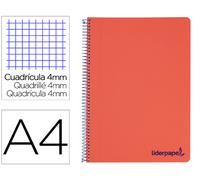 Cuaderno Espiral A4 Wonder Plastic Cover 80F 90Gr Cuadrado 4Mm Con Borde Rojo