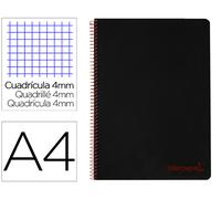 Cuaderno Espiral A4 Wonder Plastic Cover 80F 90Gr Cuadrado 4Mm Con Margen Negro