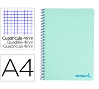 Cuaderno Espiral A4 Wonder Plastic Cover 80F 90Gr Cuadrado 4Mm Con Margen Verde