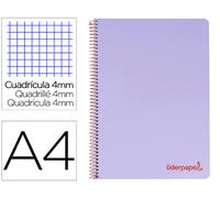 Cuaderno Espiral A4 Wonder Plastic Cover 80F 90Gr Cuadrado 4Mm Con Margen Violeta