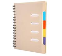 Cuaderno Espiral A5 Linea de 210 Páginas/105 Hojas, 80g/M² Libreta con Separadores de 4 Color, 15,8 x 21,5 cm Libretas Espiral Tapa Dura de PVC para Estudiantes, Escuela, Oficina, Estudio (Beige)