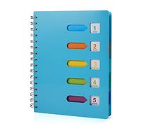 Cuaderno Espiral A5 Linea, Libreta con Separadores, Libreta con Líneas y 5 Separadores, Cuaderno de espiral doble de tapa dura Multiasignatura Hojas Sueltas, para Escuela, Oficina o Hogar (Azul）