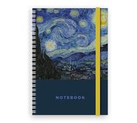 Cuaderno Espiral A5 - Van Gogh - Diseño de Cubierta Noche Estrellada, 120 Páginas Rayadas y Separador de Páginas Elástico (Noche Estrellada)