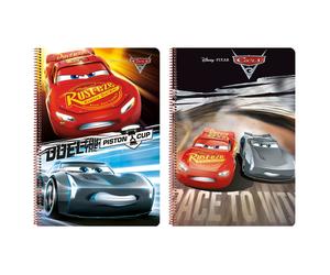 Cuaderno Espiral CARS 3, Folio 80H Tapa Dura Cuadros 4mm.